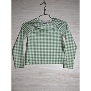 Polo Ralph Lauren girl's gingham print Green rash guard Swim Shirt Sz 6x